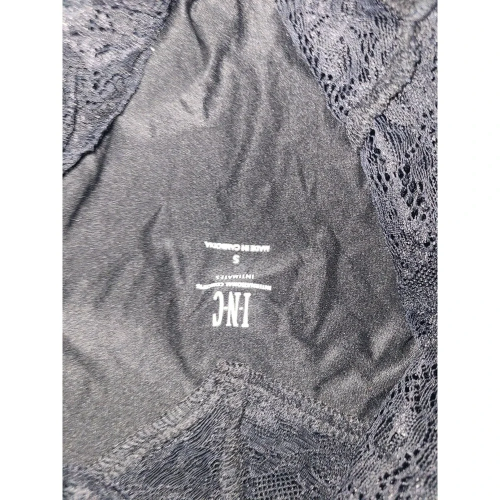 INC International Concepts Intimates Black Lace Trim Long Nightgown Small